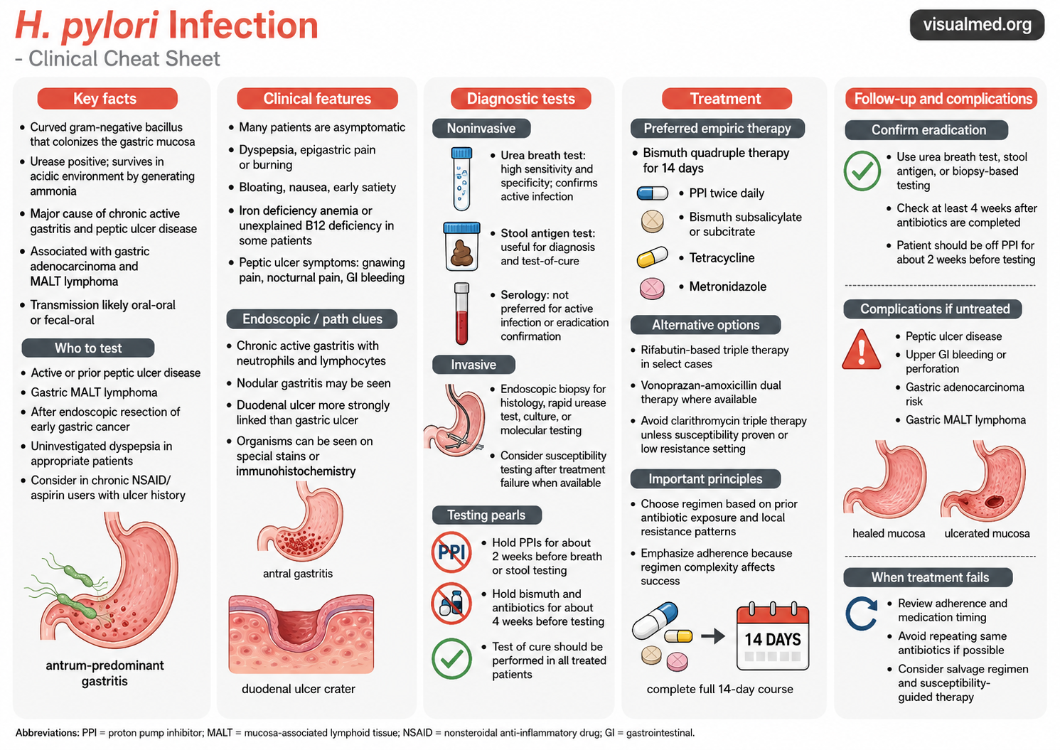 hpylori infection cheat sheet quick review
